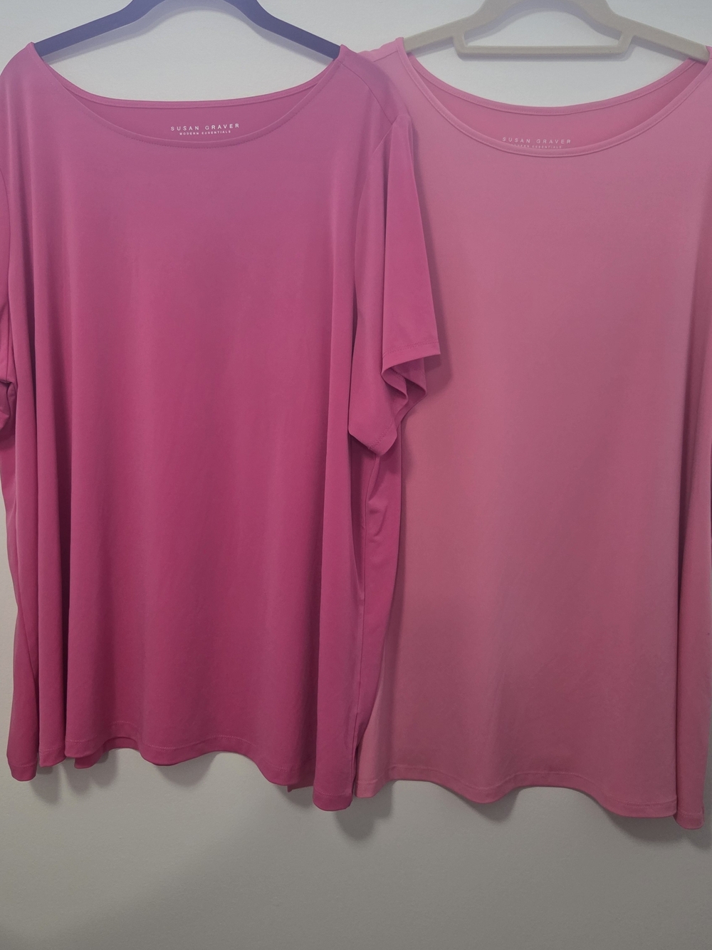Susan Graver Set Of 2 Pink Short-Sleeve Tops - Lightweight Women's Tee